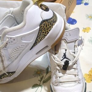 White and Gold Animal Print Sneakers